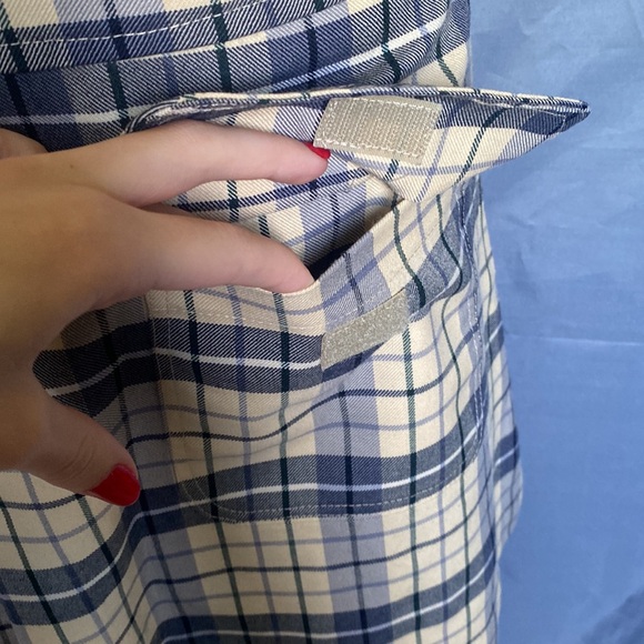 Vintage Best Look Uniforms Yellow And Blue Pleated Plaid Skirt W/ Front Pocket - Picture 2 of 6